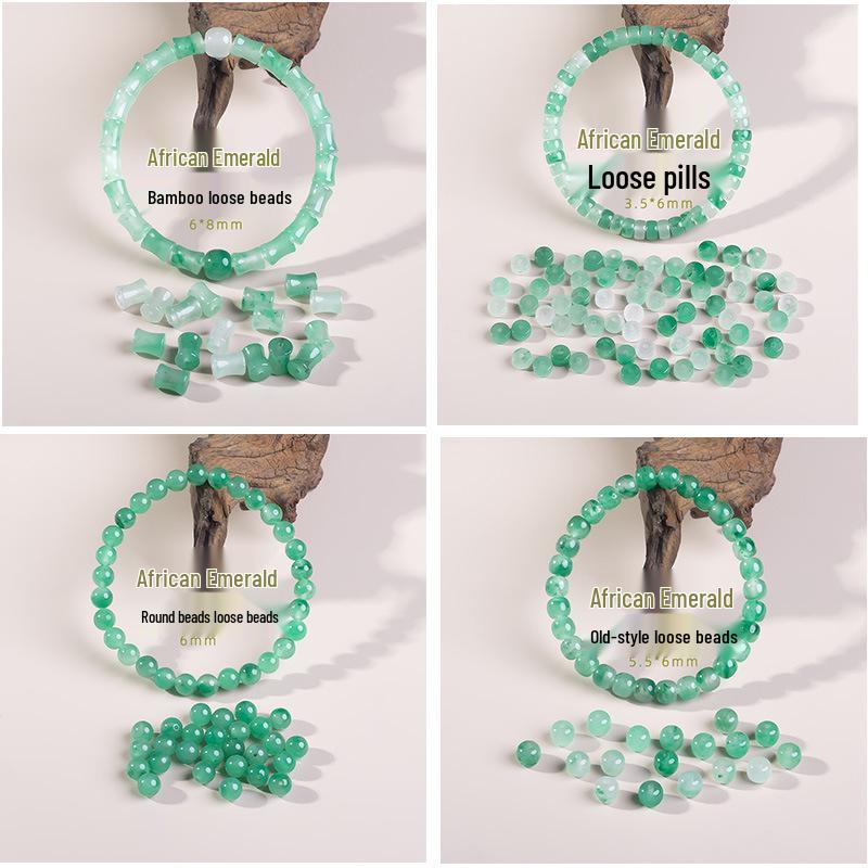 Natural African Green Gemstone Round Beads for Bracelets and DIY Jewelry Accessories