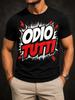 Italian Odio Tutti With Red Comic Burst Lightning Bolts Halftone Dots And Bold Brush Letters Mes Unisex All TShirt