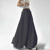 Autumn/Winter High-Waisted Wide-Leg Floral Skirt-Pants with Lantern Cuffs