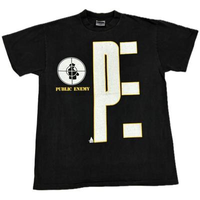 RARE Vintage Public Enemy Hip Hop 90s Rap Black L Single Stitch T-Shirt REPRINT
