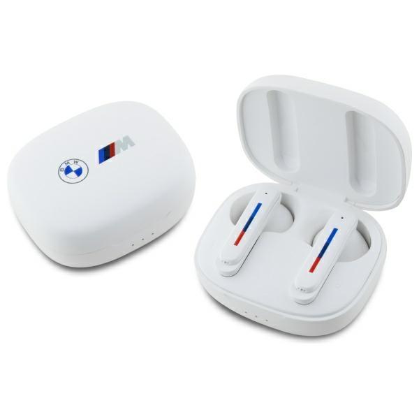BMW Bluetooth Headphones Bmbemiatp20Loh   Tws + Docking Station White/White Printed Logos