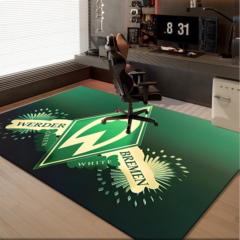 1 Stück Teppich Grün und Weiß Werder Teppich, Stuhlmatte, Bereichsteppich für Büro Schlafzimmer Wohnzimmer Schlafzimmer, Fußmatten Dekoration Weihnachtsgeschenke für Fans