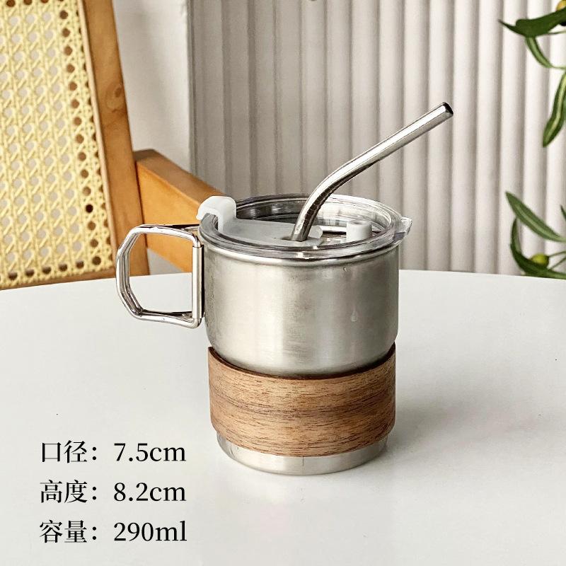 290ml 304 Stainless Steel American Coffee Cup with Lid, Anti Scalding Mug, Outdoor Camping Cup  Tea Cup Set