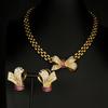 Elegant Bow Necklace and Diamond Ear Clip Set