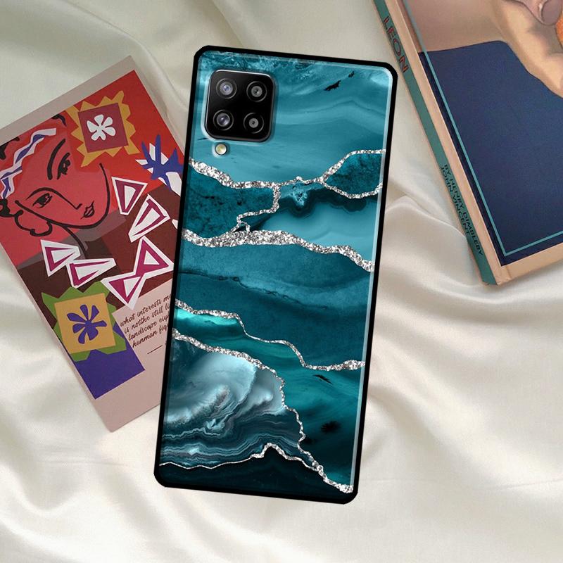 Türkisblau Gold Achat Marmor Hülle Für Samsung Galaxy A33 A13 A36 A56 A23 A52 A32 A12 A54 A34 A14 A16 A26 A53 A15 A35 A55