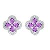 S925 Sterling Silver Four Leaf Clover Stud Earrings Natural Amethyst Topaz Advanced Sense Earring Minimalist Luxury