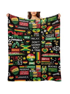 Jamaica One Love Culture Pattern Throw Blanket Heavy To Sleep Decoratives Thins Blankets