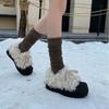 Thick-soled Burst Leather Fur Snow Boots Women's 2025 Autumn and Winter New Velvet Thickened Cotton Shoes