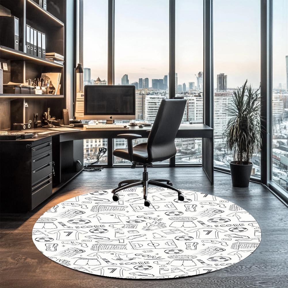 Fußball bedruckter runder Teppich Teppich Stuhlteppich Läufer Eingang Fußmatten, für Bürostuhl Wohnzimmer Schlafzimmer Küche.