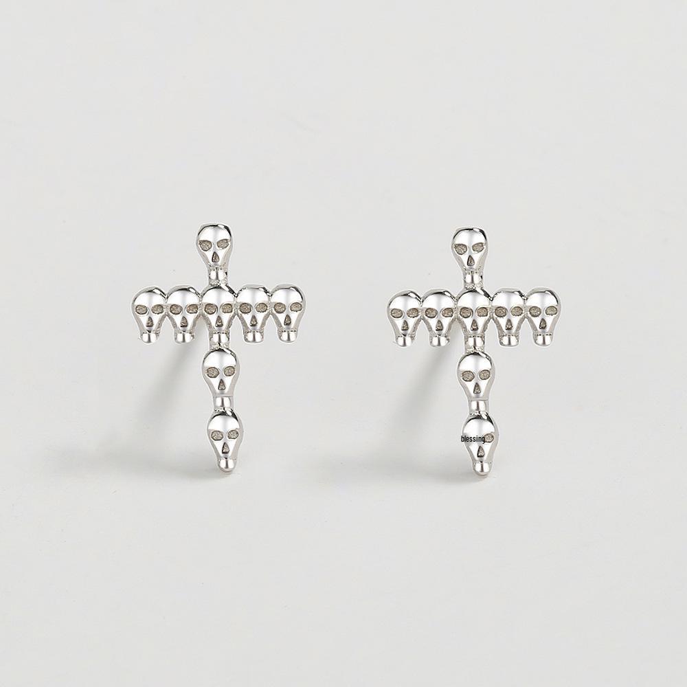 

925 Sterling Silver Gothic Cross Stud Earrings for a Cool, Edgy Look 925 Sterling Silver