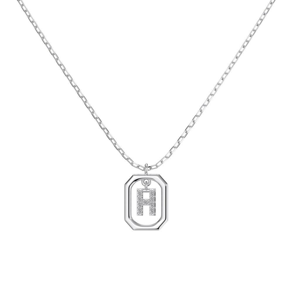 925 Silver Alphabet Pendant Necklace with Zircon Detailing - Women's Elegant & Unique Design