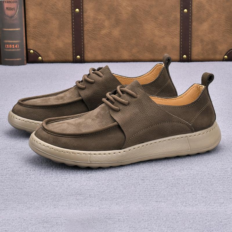 

Весенняя новая кожаная обувь для мужчин на шнуровке, ретро, на сплошной подошве, мужская обувь, легкая повседневная обувь, обувь на толстой подошве, увеличивающая рост 44