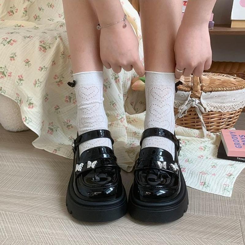 Fashion French Sweet Girl Lolita Mary Jane Shoes Fashion Princess Cute Bow Women Shoes Outdoor No Slip Increased Casual Footwear Loafers