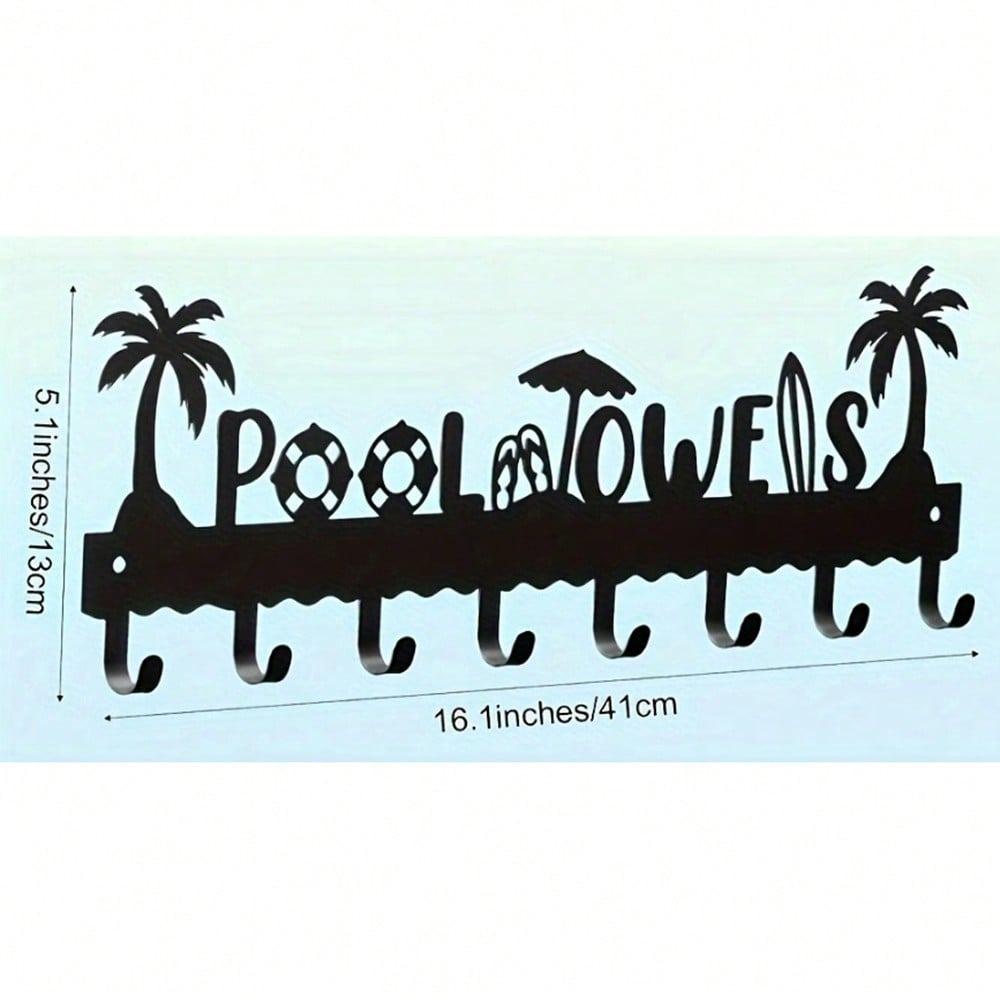 """POOL TOWERS" Metallwandkunstschild Tropischer Kokosnussstrand Modern Minimalistisch Heimdekoration Wohnzimmer Schlafzimmer Badezimmer Wasserdicht Rostfrei Hängendes Geschenk"""