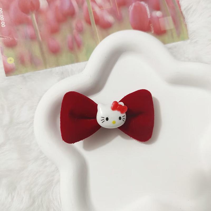 

1Pc Kawaii Sanrio Accessories Red Bow Hello Kitty Hairpin Kt Cat Hairpin Ins Sweet Student Hairpin Hello Kitty Y2K Hairpin Gift