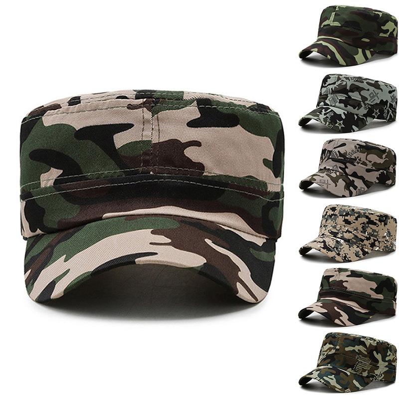 Camouflage Flat Cap Snapback Hat Adjustable Classic Fashion Soldier Sunshade Sun Hats Summer Hunting Hiking Outdoor Sun Caps