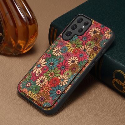 Flower Leather Phone Case for Samsung Galaxy S26 Ultra S25 Edge S24 Plus S23 Fe S22 S21 S20 Invisible Card Holder Design Cover