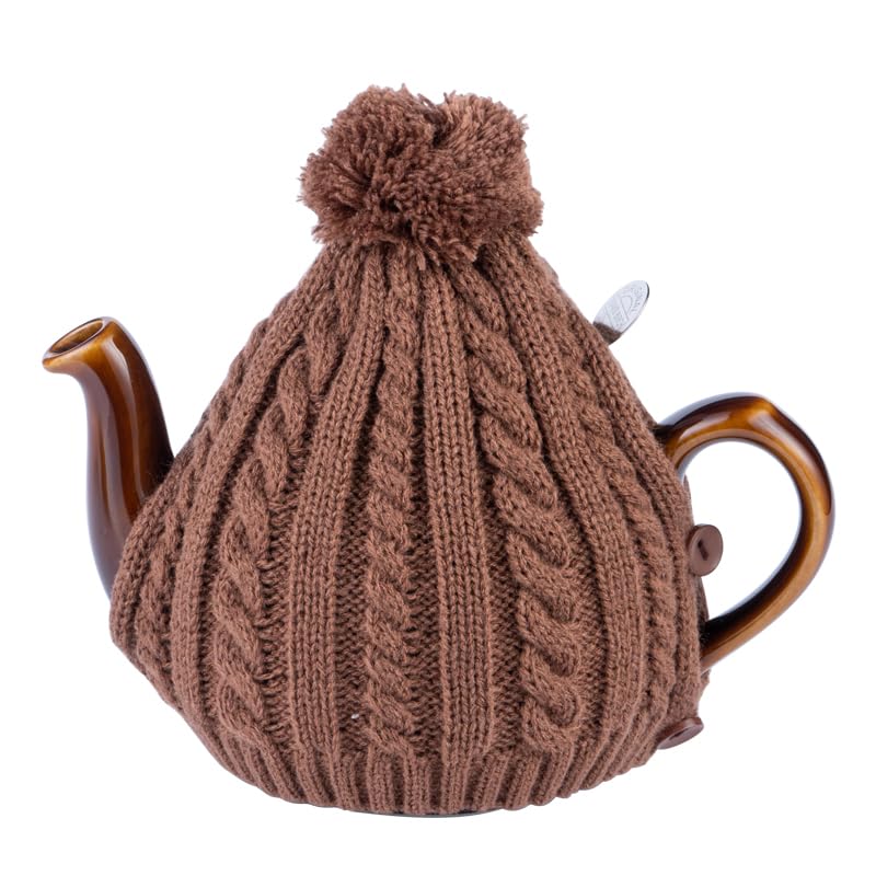 Cute Acrylic Knitted Tea Set for London Pottery, 2 Cup Size, Gift (Brown - One Piece)