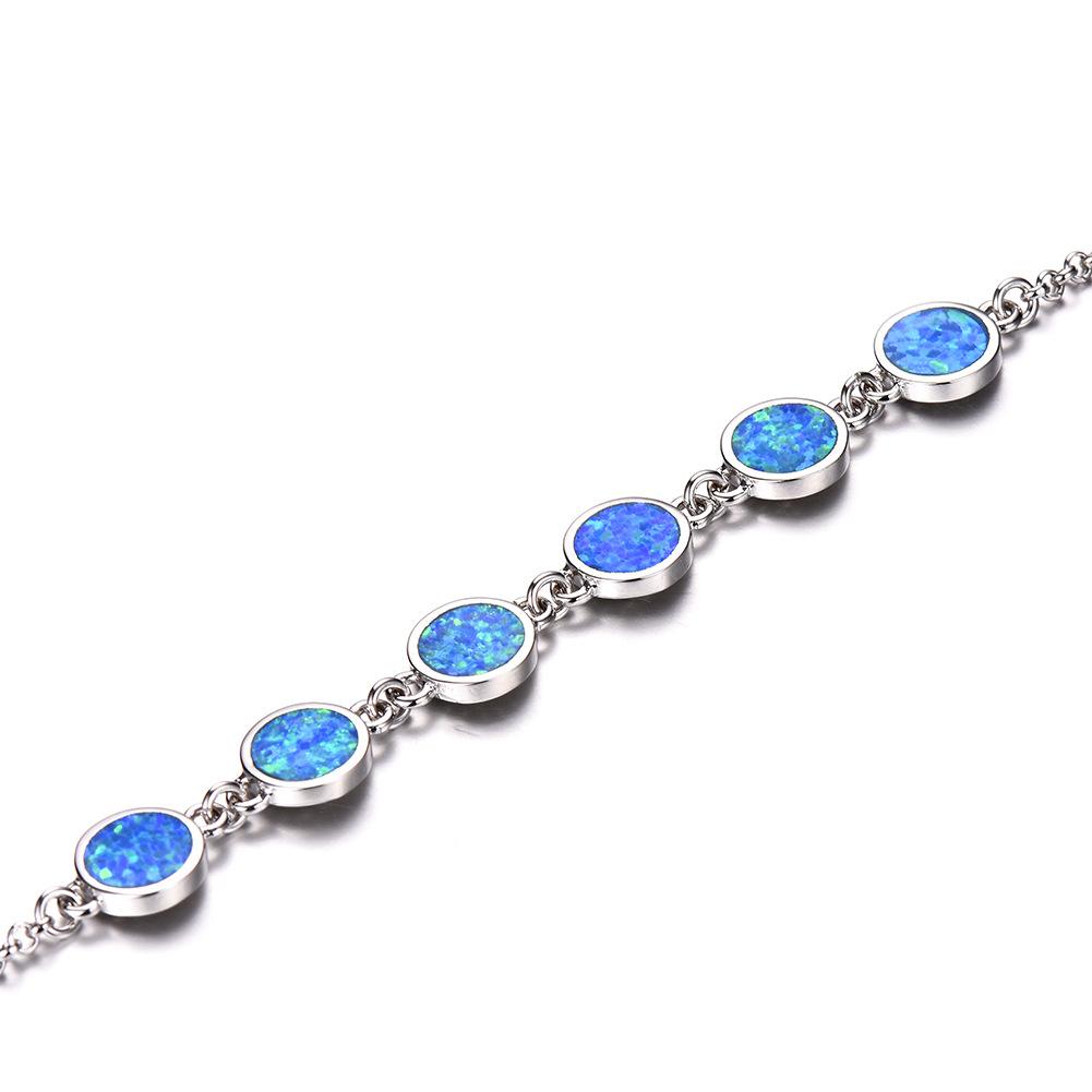 Blauw Ronde Opaal Verstelbare Armband Gepersonaliseerde Sieraden