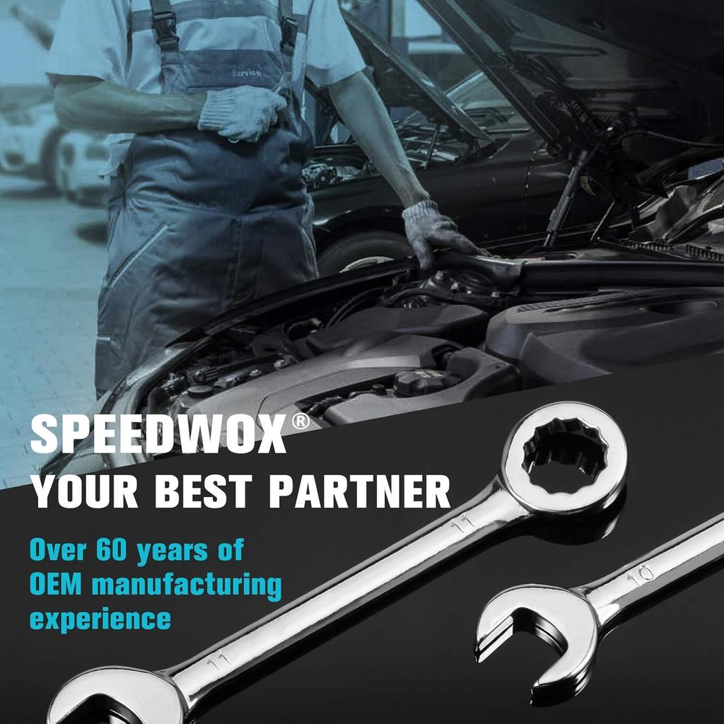 SPEEDWOX 10 Pcs Mini Combination Wrench Set, 4-11mm Open and Box End for Automotive, Industry, Electronics, Mechanic, Home, Hobby - High Carbon Steel