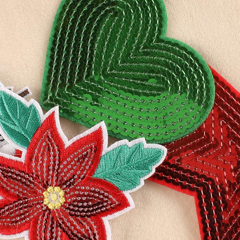 Embroidery label Embroidery sticker Clothing accessories Santa tree sequins love patch cloth sticker
