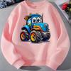 Felpa alla moda girocollo per bambini, Stampa carina con cartone animato di trattore