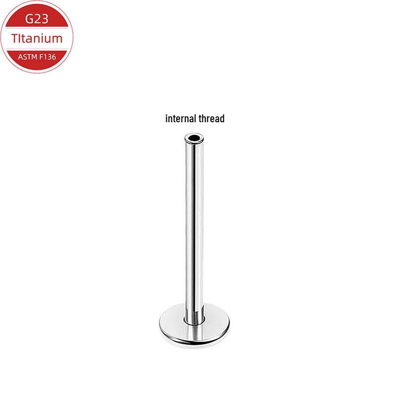 F136 Titanium Alloy Mirror Polished Internal Thread Earring Stud with Push-in Pin and Flat Back Post for Ear Cartilage or Lip.