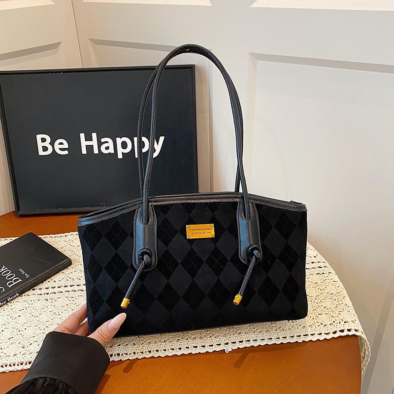 Simple retro niche texture underarm bag women's autumn new suede commuter bag simple shoulder bag