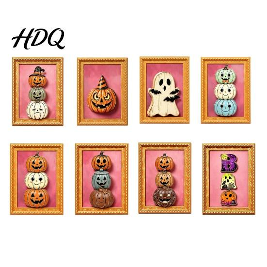 Durable Magnetic Decor Halloween Pumpkin Frame Refrigerator Magnet Vintage Ghost Fridge Decorations Whiteboard Decorative Magnet for Holiday