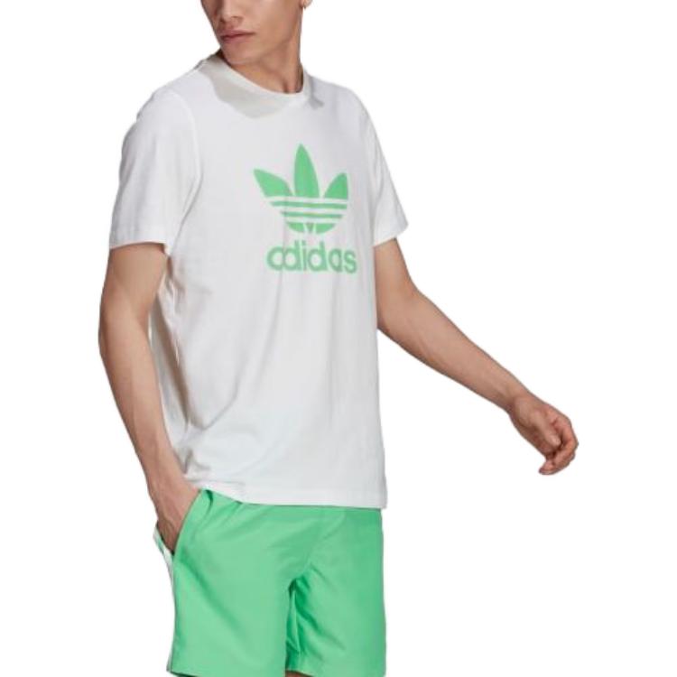 Adidas Brand Logo Print Crew Neck T-Shirt Men Tops White H06640