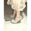 Silver Rhinestone Crystal Shoes Wedding Shoes Bridesmaid High Heels Stiletto Pointed Head Temperament Fairy Bow Single Shoes