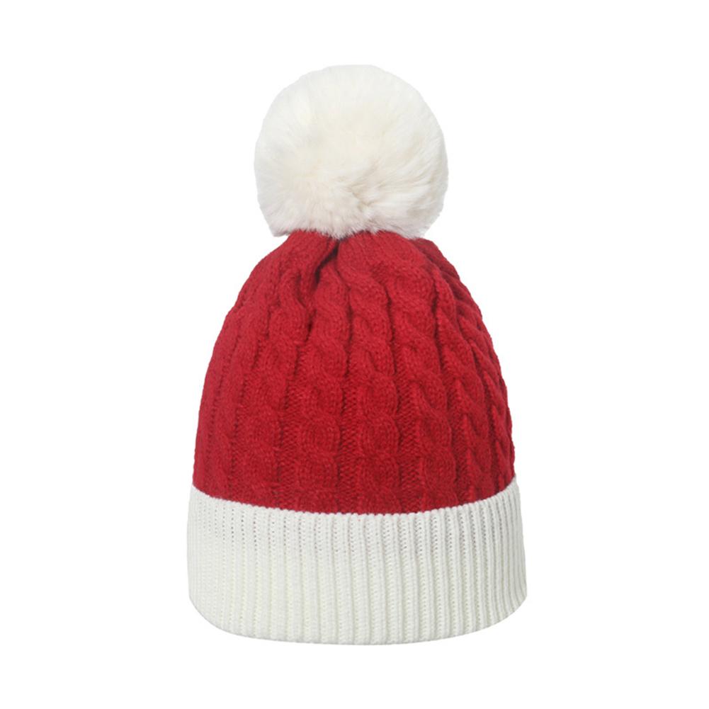 100% Acrylic New Red And Green Stitching Wool Hat Foreign Trade Holiday Wild Knitted Hat Christmas Hat Women