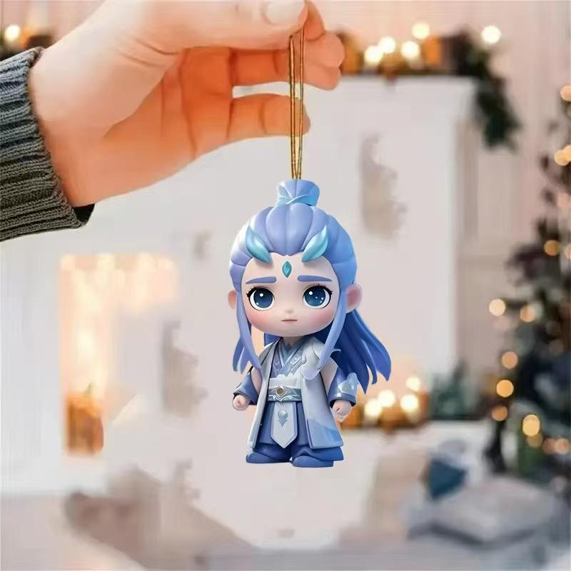 New Acrylic Flat Cat Chinese Animation Car Decoration Christmas Tree Home Decoration Pendant Backpack Keychain Pendant