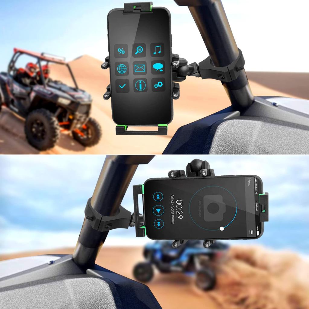 Tavaski ATV UTV Cell Phone Holder 360° Adjustable Cell Phone Holder Mount 1.75"-2" Roll