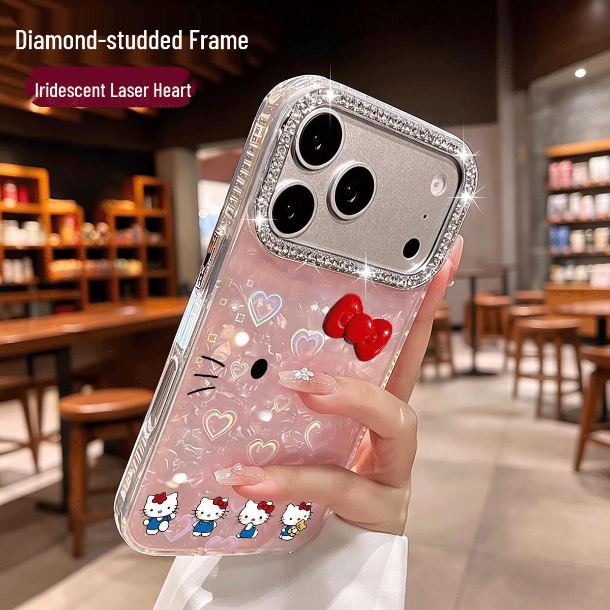 

3D Red Bow Cat Rhinestone Case for Apple 17 Pro Max and 15 Pro 15