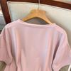 Versatile Slimming V-Neck Quick-Dry Plus Size Women's Top - Summer Short Sleeve, Solid Color, 300 Jin Capacity