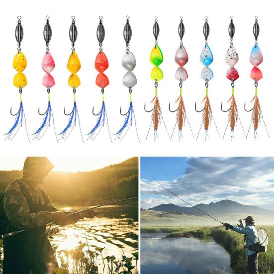 5Pcs Fishing Metal Spinners Lures with Sharp Hooks 360-Degree Rotating Wobbler Jigging Spoon Lures Fishing Accessories
