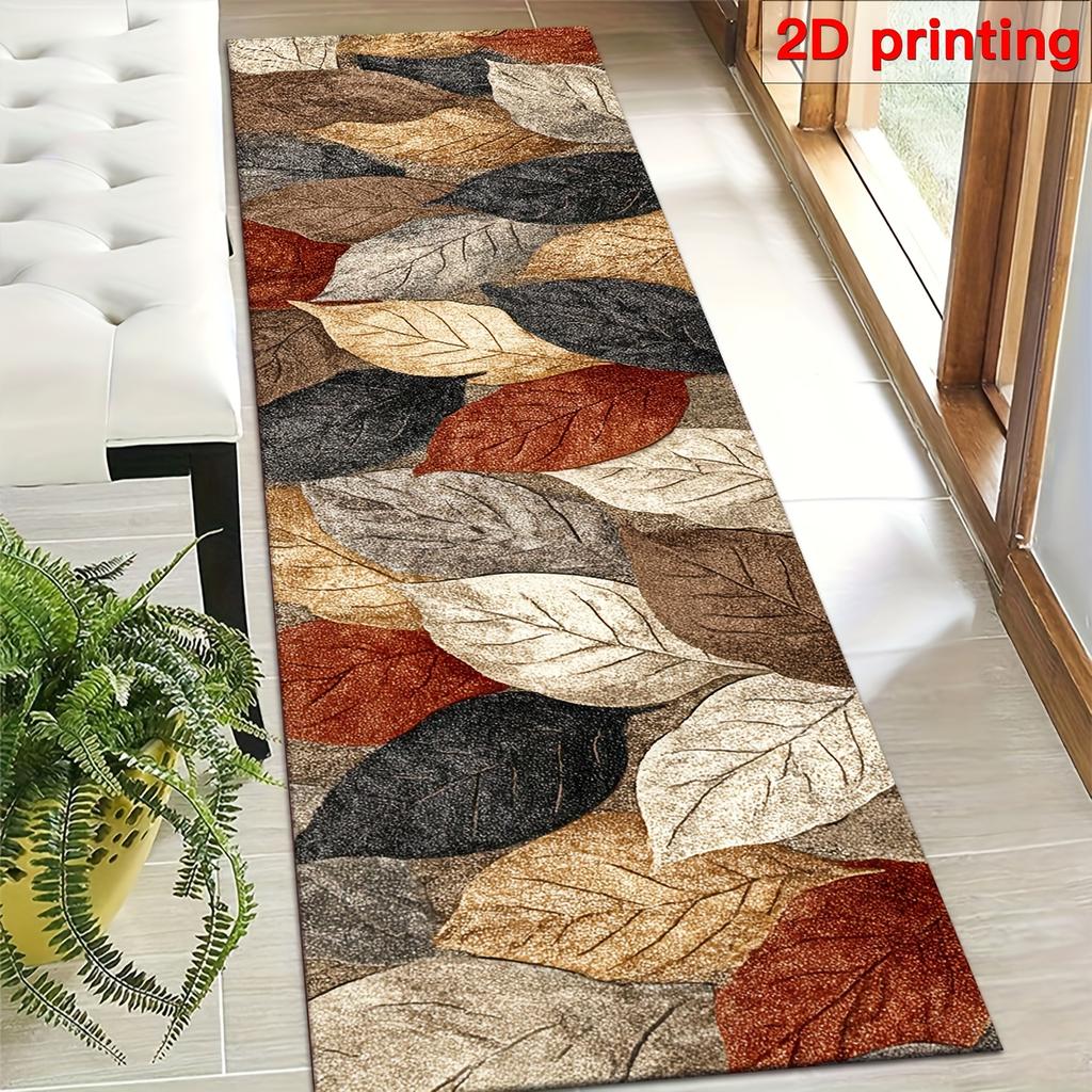 1Pcs Colorful Leaf 2D Non-Slip Washable Area Rug Runner for Hallways, Kitchens, Bedrooms & Home