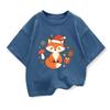 New Cute Cartoon Fox Printed Christmas Children's Gift T-shirt Summer Children's Short Sleeve Printed T-shirt  Kids Tops Clothes
