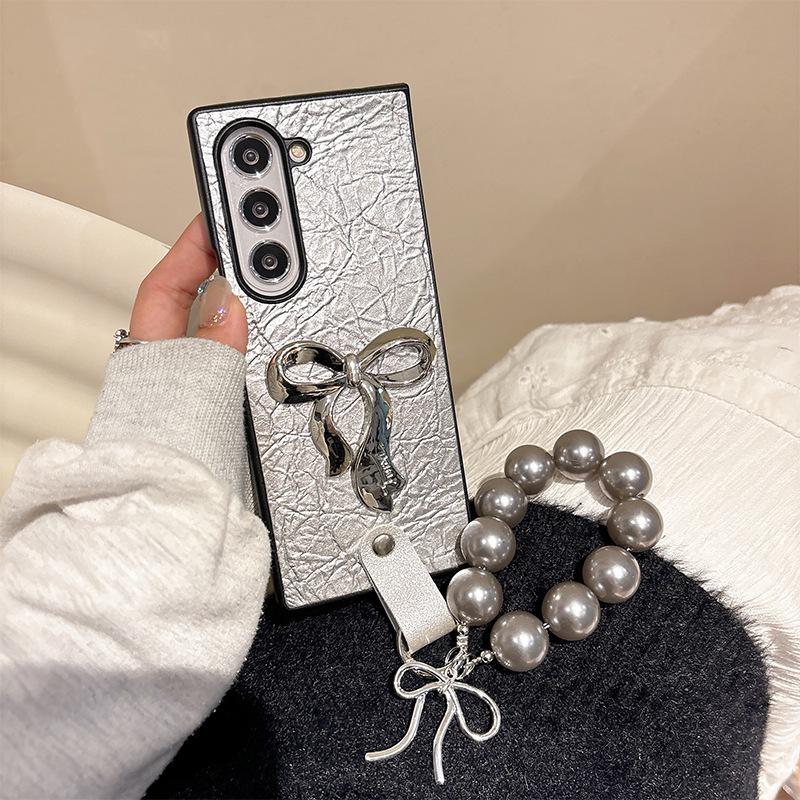 

Bow Bead Portable Rope Mobile Phone Case for Samsung Zflip7 Clamshell Folding Screen Findn3Flip Hard pocket2