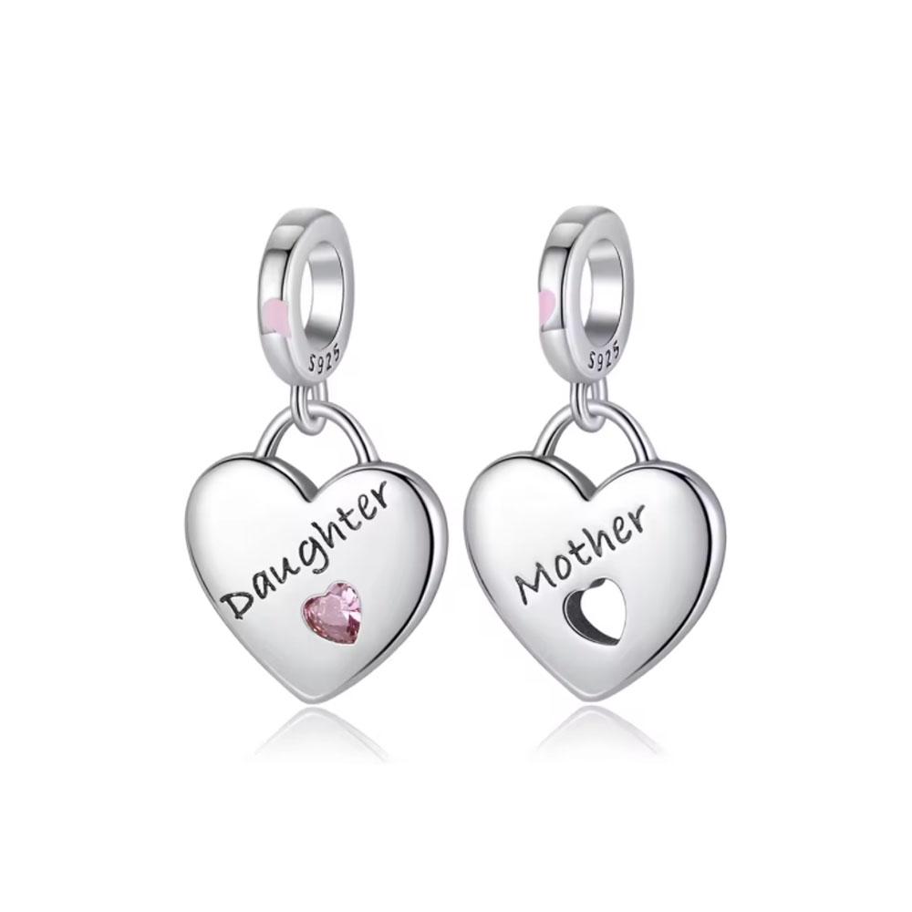 New925 Silver Family Heart-Shaped Bead Boy Girl Pendant Suitable For European Original Bracelet DIY Accessories ExquisiteJewelry