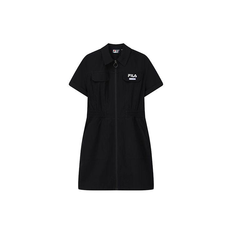 

FILA Casual Loose Versatile Woven Shirt Dress Women Dresses Black F11W229323FBK S