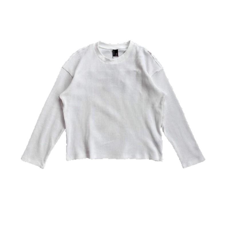 Europäische Blüte Pflaume Stickerei Herren Locker Lässig Langarm Weißes T-Shirt