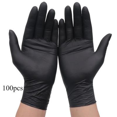 100 Stück Einweghandschuhe, schwarz, PVC, gemischt mit Nitril, zum Geschirrspülen, Haushaltsschutz, Latex, zum Tätowieren und Permanent-Make-up, verdickt