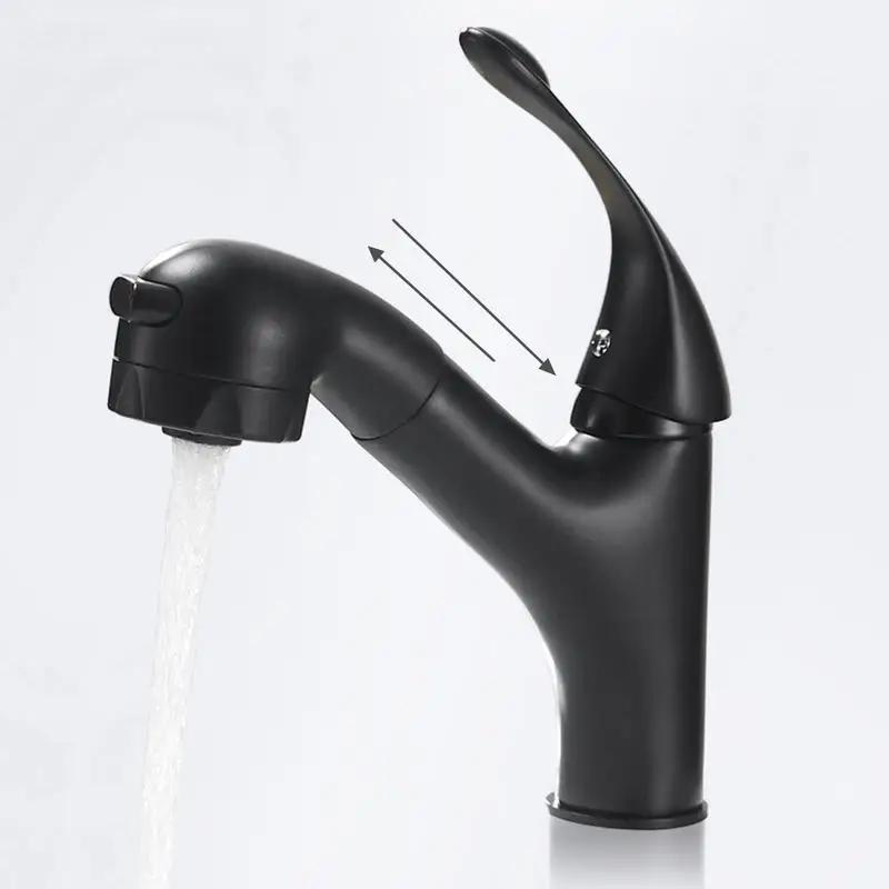 Çekilebilir Banyo Lavabo Musluğu Tek Kol Sıcak ve Soğuk Su Bataryası Tezgah Altı Lavabo Karıştırıcı Musluk