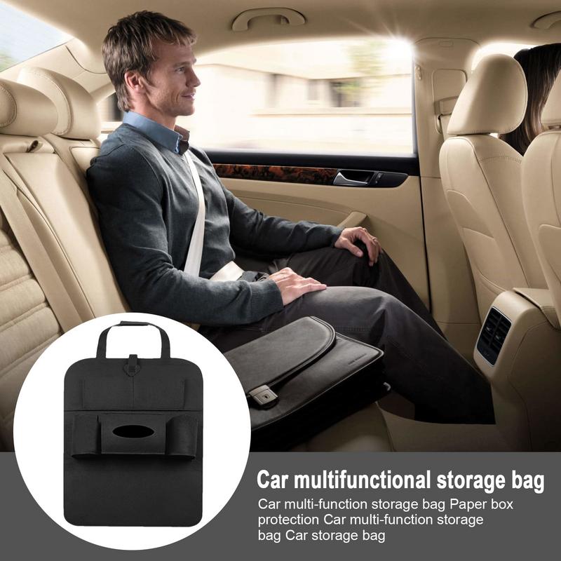 Seat Back Protector Waterproof Multiple Pockets Felt Protector For Seat Back Easy Installation Car Interior Storage Bag