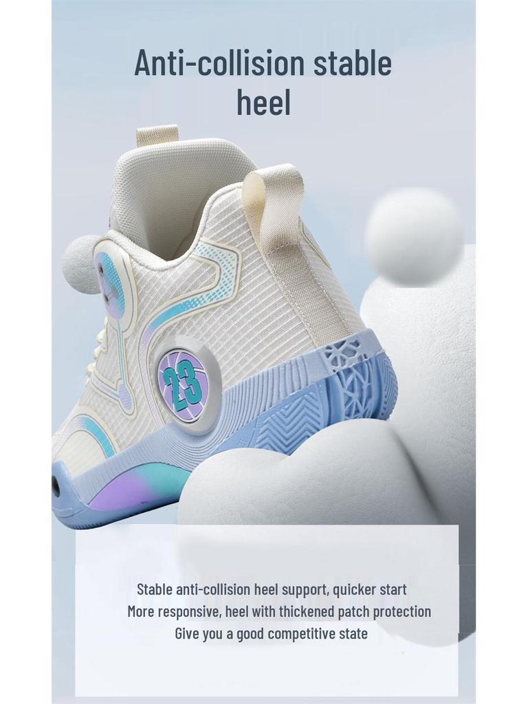 Men's High Top Breathable Non-Slip Shock-Absorbing Basketball Shoes for Middle School Students