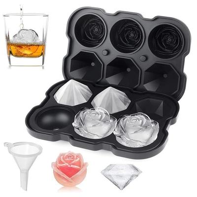 Eiswürfelform in Diamantrosenform, lebensmittelechtes Silikon, quadratisch, rund, Eiswürfelform, hochwertige Form für die Getränkezubereitung in Bars
