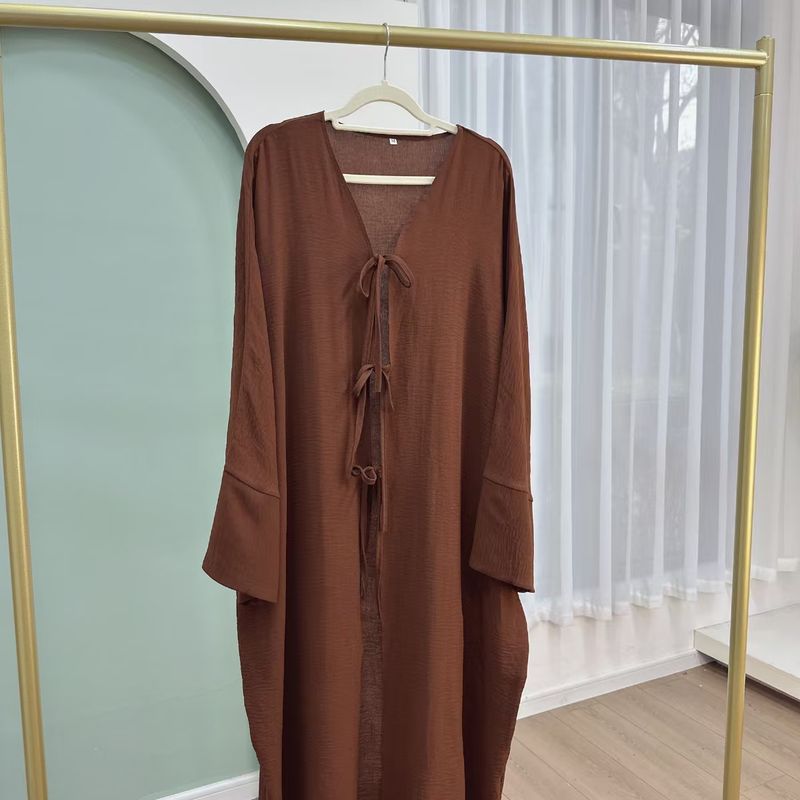 New Arrival Middle East Dubai Party Waist-Controlled Lace-up Cardigan Dress Cardigan Lace up Dress