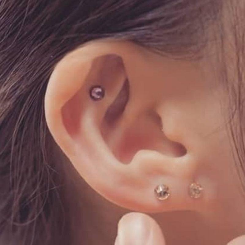 Pink Box Ear Acupressure Stone Ear Acupuncture Needles, 15 Genuine Swarov Two-Tone Colors